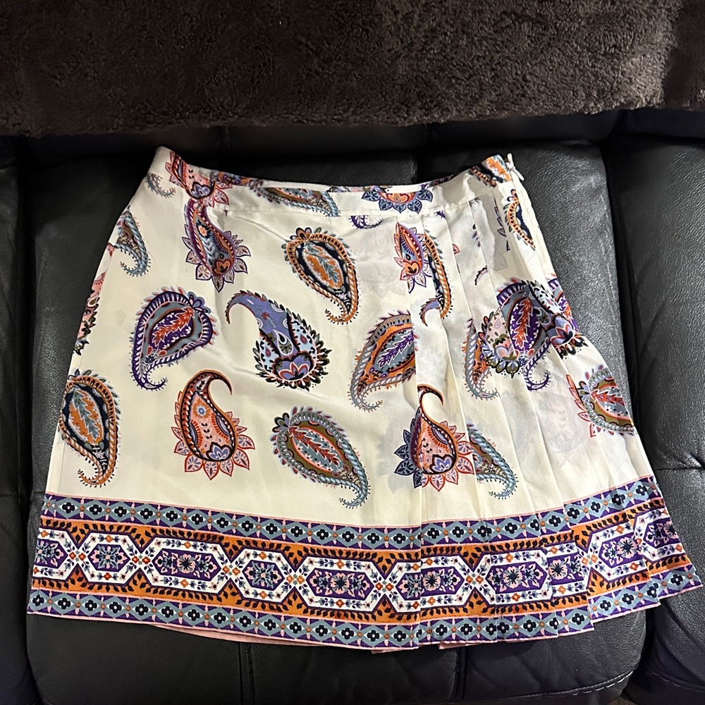 Designer Tory Burch Etno Bohemian Multicolor Paisley Silk Mini Skirt, Size 4